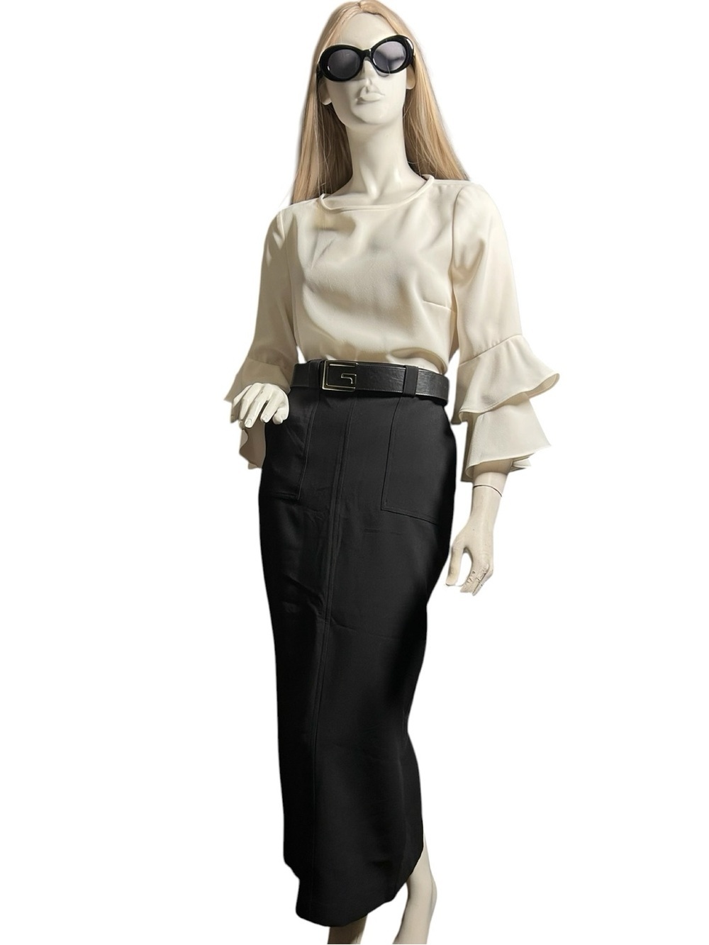 Joie Black High Waisted Pencil Skirt Utility Midi Workwear Size 2